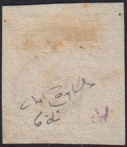 LV393 - 1850 - I emissione c. 15 rosso salmone III tipo carta a mano usato 2CO Udine (6d, punti 7)