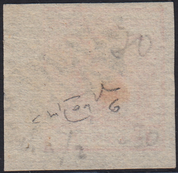 LV395 - 1850 - I emissione c. 15 rosso III tipo carta a mano usato PADOVA Angolo di foglio (6)