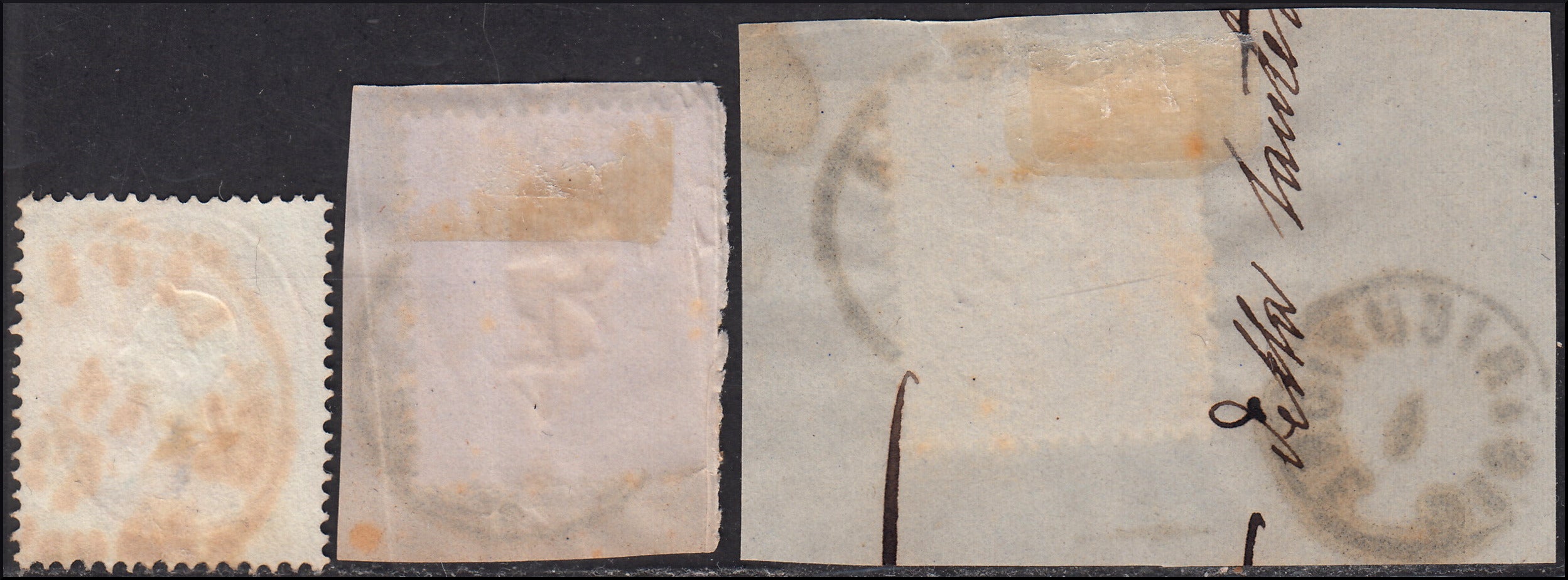 1858 - Franqueo adeudado para periódicos, 4 kr. Rojo opaco usado en restos de periódico (4)