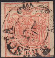 LV401 - 1854 - I emissione c. 15 rosso III tipo carta a macchina usato Brescia (20)