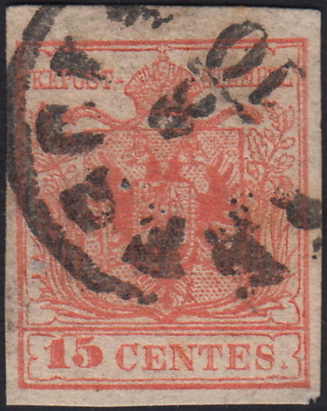 LV410 - 1850 - I emissione c. 15 rosa III tipo carta a mano usato BRESCIA (6)