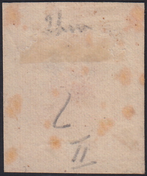 LV409 - 1850 - I emissione c. 15 rosso carminio chiaro III tipo carta a mano usato VICENZA (6h)