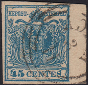 LV417 - 1850 - I emissione c. 45 azzurro III tipo usato (12).