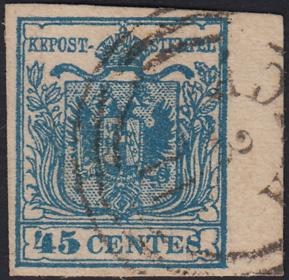 LV417 - 1850 - I emissione c. 45 azzurro III tipo usato (12).