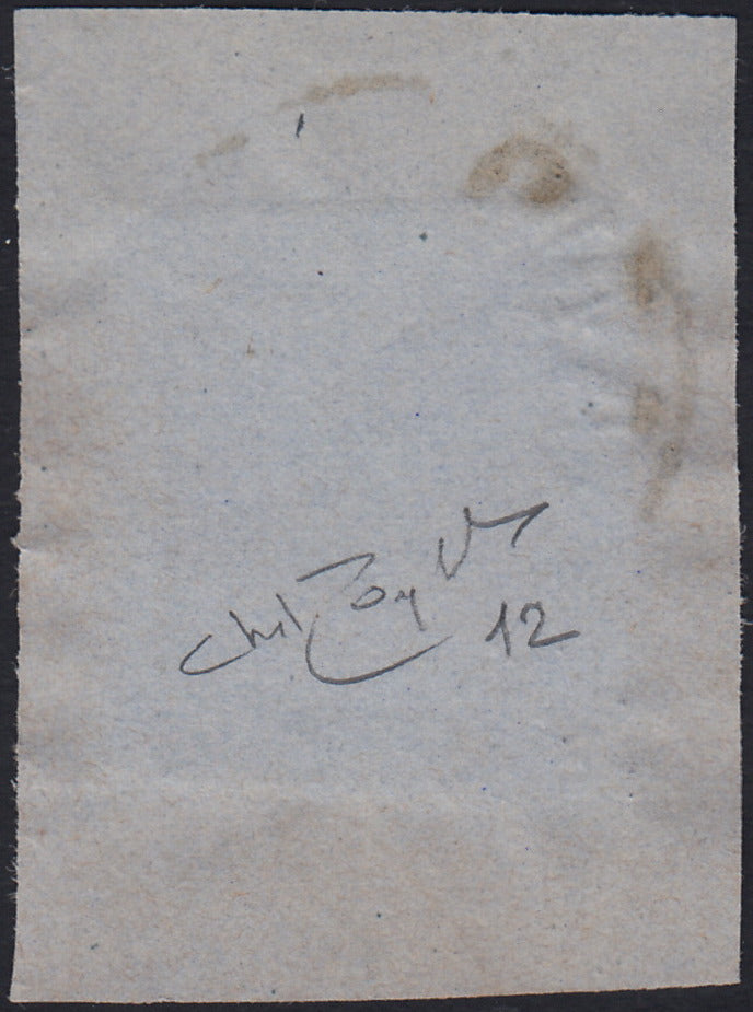 LV418 - 1850 - I emissione c. 45 azzurro III tipo usato su frammento (12).