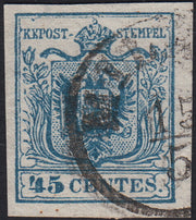 1858 - Postage due for newspapers, 4 kr. Dull red used on newspaper scrap (4)
