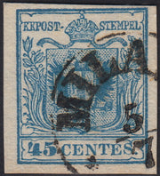 1858 - Franqueo adeudado para periódicos, 4 kr. Rojo opaco usado en restos de periódico (4)