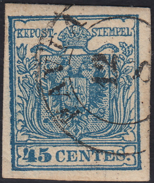 LV423 - 1850 - I emissione c. 45 azzurro III tipo usato (12).