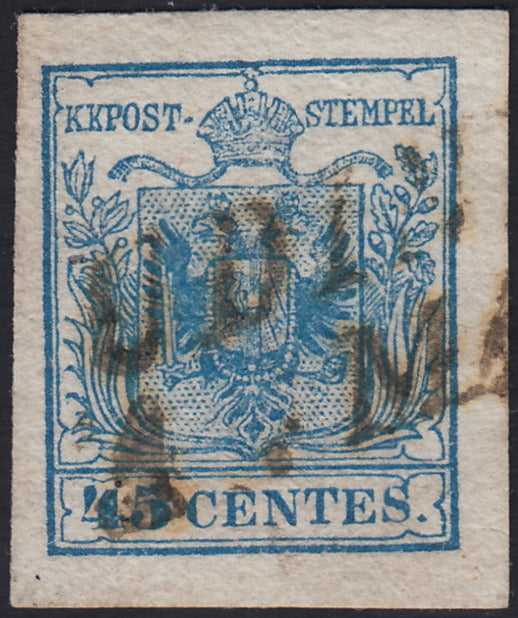 LV424 - 1850 - I emissione c. 45 azzurro III tipo usato (12).