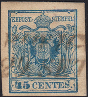 1858 - Franqueo adeudado para periódicos, 4 kr. Rojo opaco usado en restos de periódico (4)