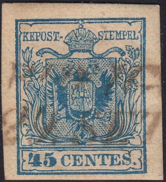 1858 - Franqueo adeudado para periódicos, 4 kr. Rojo opaco usado en restos de periódico (4)
