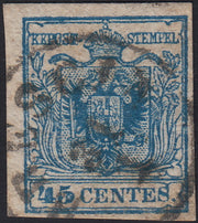 1858 - Franqueo adeudado para periódicos, 4 kr. Rojo opaco usado en restos de periódico (4)
