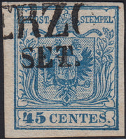 1858 - Franqueo adeudado para periódicos, 4 kr. Rojo opaco usado en restos de periódico (4)