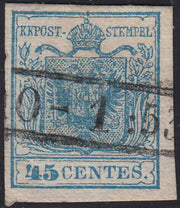 LV430 - 1850 - I emissione c. 45 azzurro chiaro I tipo usato (10c).