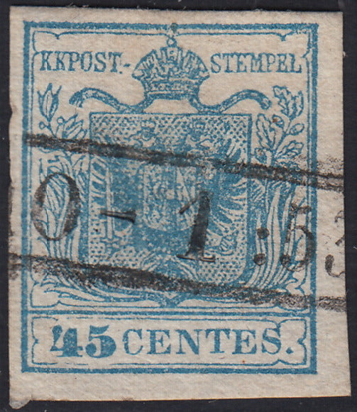 LV430 - 1850 - I emissione c. 45 azzurro chiaro I tipo usato (10c).