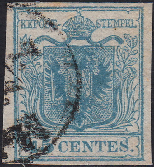 LV436 - 1850 - I emissione c. 45 azzurro I tipo usato (10)