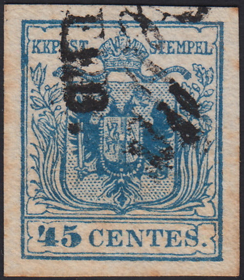 LV439 - 1850 - I emissione c. 45 azzurro III tipo usato (12)