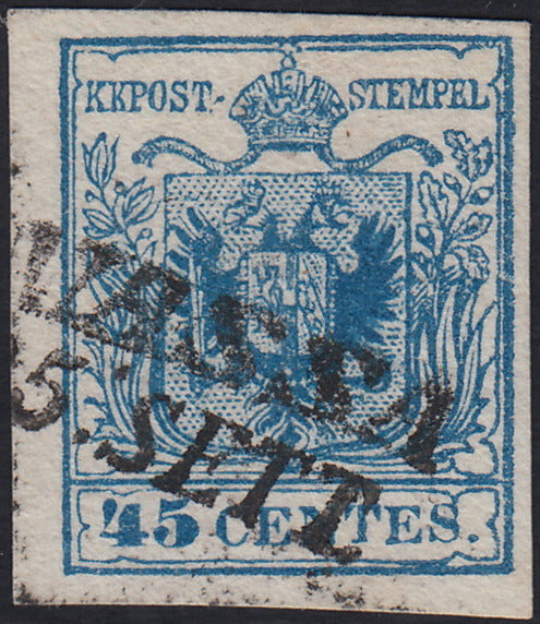LV442 - 1850 - I emissione c. 45 azzurro III tipo usato con SI di MASSA (12)