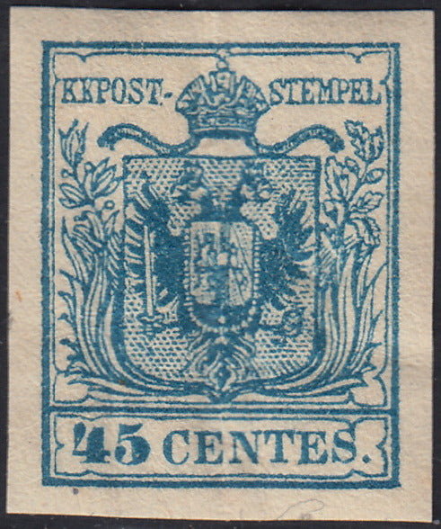 LV447 - 1854 - I emissione c. 45 azzurro carta a macchina nuovo con gomma integra (22)