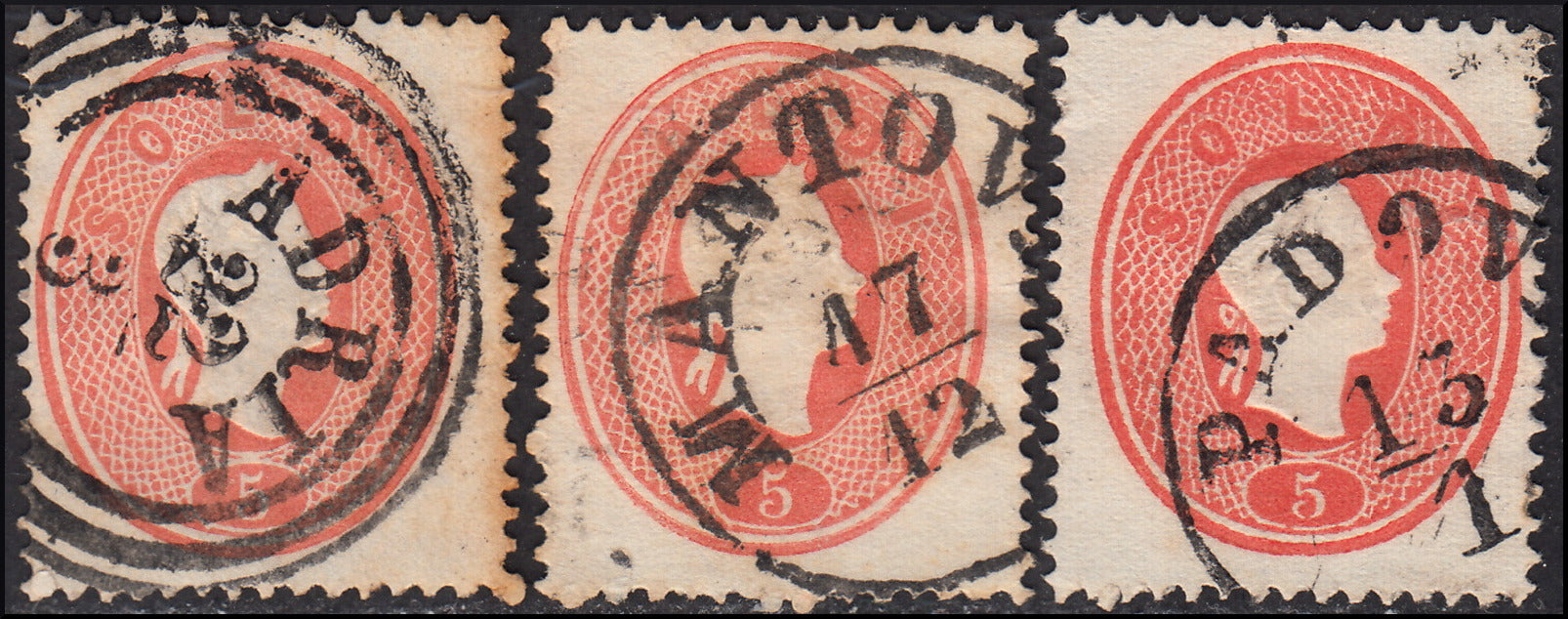 1858 - Franqueo adeudado para periódicos, 4 kr. Rojo opaco usado en restos de periódico (4)