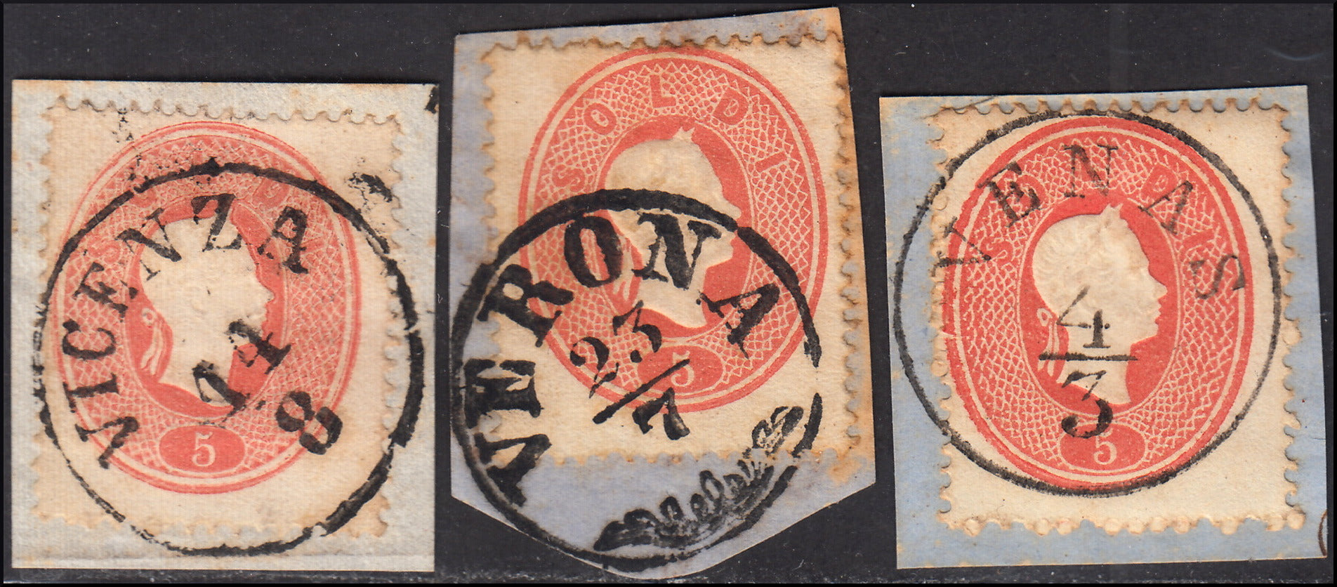 1858 - Franqueo adeudado para periódicos, 4 kr. Rojo opaco usado en restos de periódico (4)