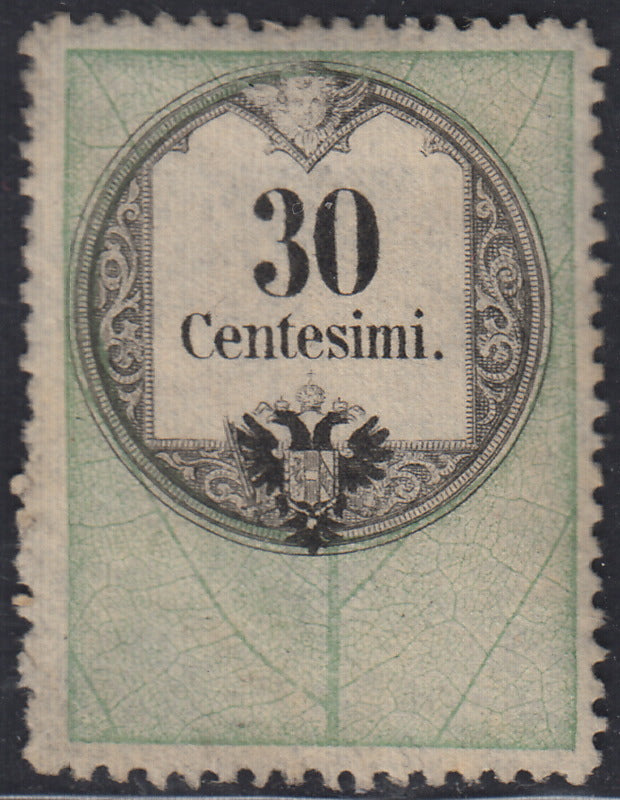LVF13 - 1854 - Fiscali, tiratura calcografica, c. 30 verde e nero nuovo con gomma (8)