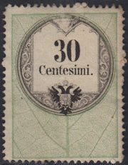 LVF14 - 1854 - Fiscali, tiratura calcografica, c. 30 verde e nero nuovo senza gomma (8)