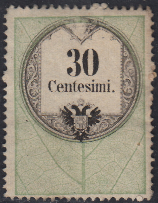 LVF14 - 1854 - Fiscali, tiratura calcografica, c. 30 verde e nero nuovo senza gomma (8)