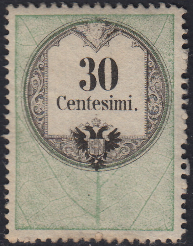 LVF18 - 1854 - Fiscali, tiratura calcografica, c. 30 verde e nero nuovo senza gomma (8)