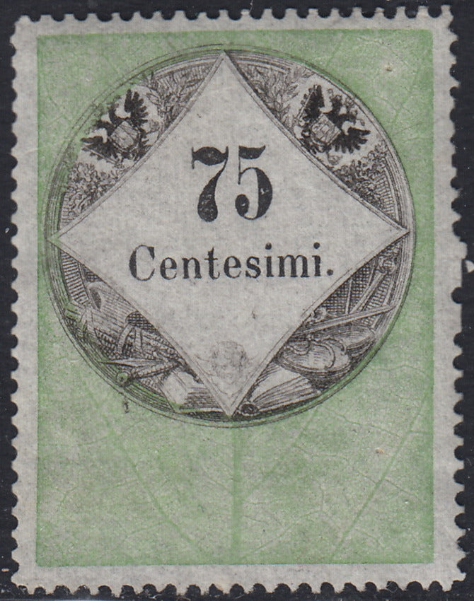 LVF27 - 1854 - Fiscali, tiratura tipografica, c. 75 verde e nero nuovo con gomma (6)