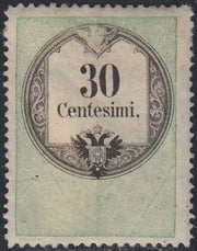 LVF45 - 1854 - Fiscali, tiratura calcografica, c. 30 verde e nero nuovo con gomma (8)