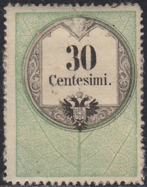 LVF48 - 1854 - Fiscali, tiratura calcografica, c. 30 verde e nero nuovo senza gomma (8)