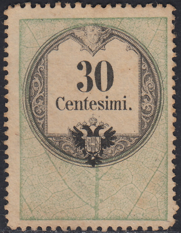 LVF49 - 1854 - Fiscali, tiratura calcografica, c. 30 verde e nero nuovo senza gomma (8)