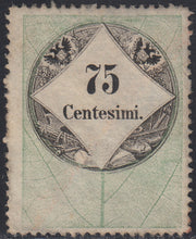 LVF55 - 1854 - Fiscali, tiratura calcografica, c. 75 verde e nero nuovo senza gomma (10)