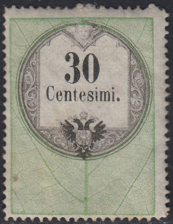 LVF8 - 1854 - Fiscali, tiratura tipografica, c. 30 verde e nero nuovo con gomma (4)