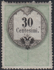 LVF9 - 1854 - Fiscali, tiratura calcografica, c. 30 verde e nero nuovo con gomma (4)
