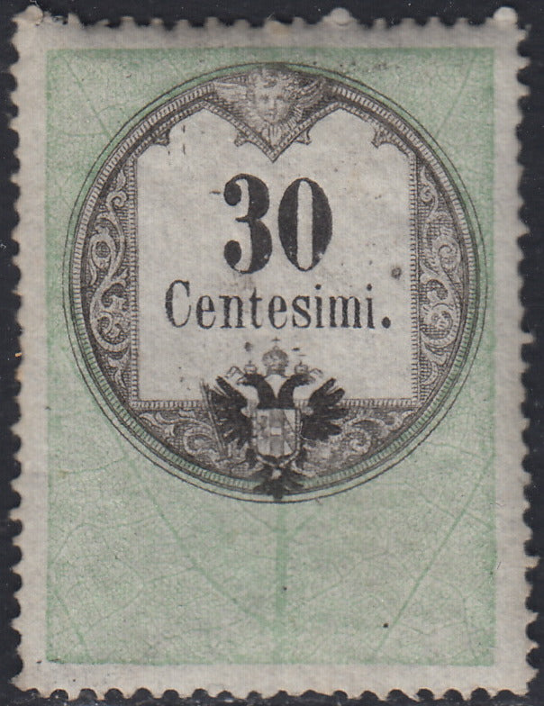 LVF9 - 1854 - Fiscali, tiratura calcografica, c. 30 verde e nero nuovo con gomma (4)