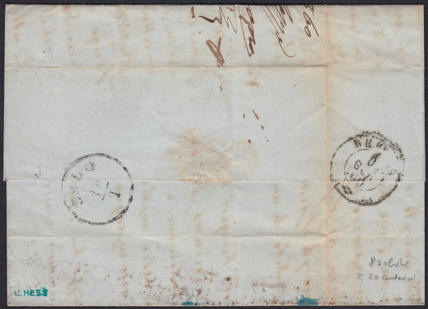 LVSP34 1860 - Letter sent from Verona to Salò 8/1/1860 22/1/1970 franked with red s.2 II issue II type (30). 