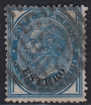 LEV25 - 1878/79 - Levante, Emissioni Generali, c. 10 azzurro soprastampato ESTERO usato (10)