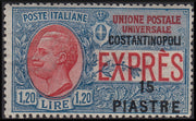 LEVCOST37 - 1923 - Espresso per l'estero d'Italia suprastampato localmente con nuovo valore 15Pi su L. 1,20 azzurro e rosso e COSTANTINOPOLI in alto nuovo con gomma originale (4)