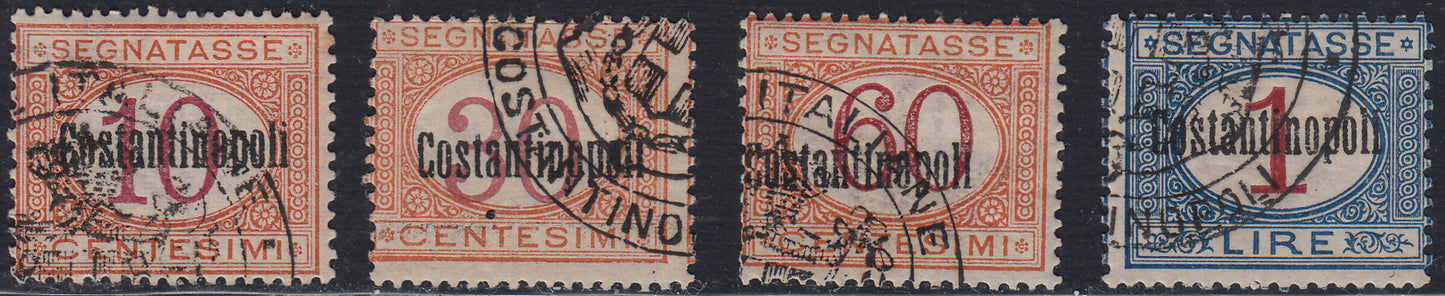 LevCost56 - 1922 - Post Offices Abroad, issues for each office in Europe and Asia, Constantinople Tax postmarks series of the 4 most common values, new with original rubber (1/4)