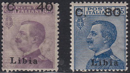 Libia31 - 1922 - Francobolli ordinari soprastampati con nuovo valore, serie di 2 esemplari, nuovi con gomma originale (38/39).