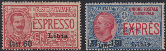 Libia4 - 1922 - Espressi di Regno soprastampati Libia e nuovo valore nuovi con gomma oriignale (5, 6)