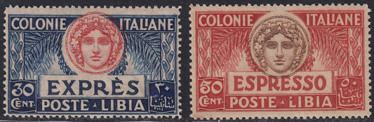 Libia6 - 1921 - Espressi di Libia 30c. azzurro e 50c. rosso nuovi con gomma integra  (3, 4)