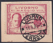 Liv2 - 1930 - Livorno, Mussolini Opera Nazionale Balilla c. 30 rosa lilla usato su frammento 11/5/1930 (1)