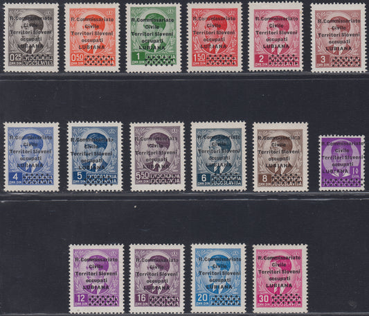 Lub66 - 1941 - Occupazione Italiana della Lubiana, francobolli di Posta ordinaria Jugoslava soprastampati R. Commissariato, nuovi gomma integra (18/33)