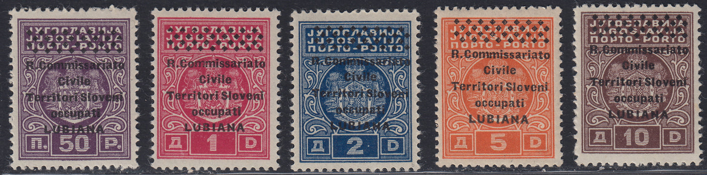Lub67 - 1941 - Italian occupation of Ljubljana, tax postage second series of 5 complete new values ​​(6/10)