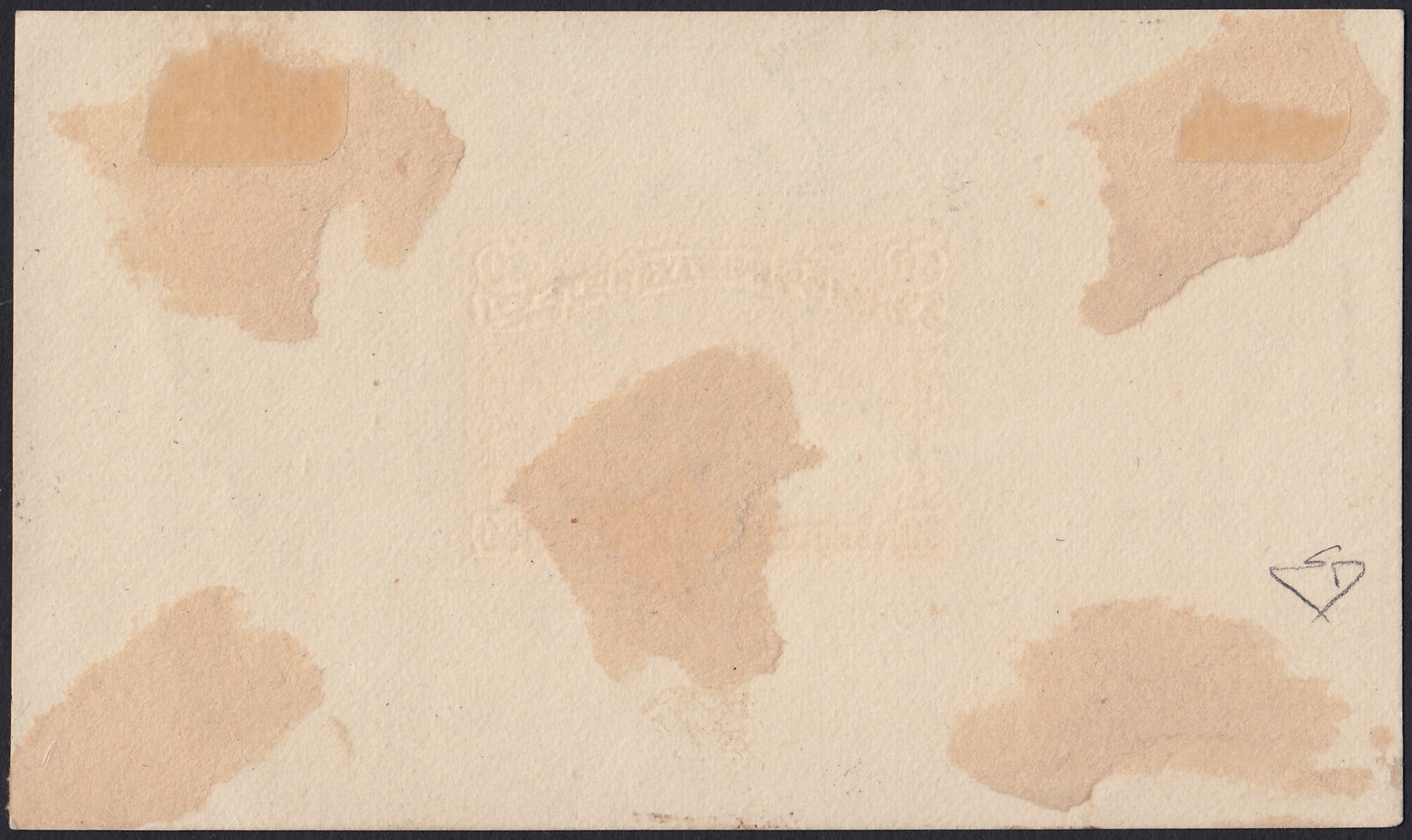 F6_214 - 1898 - Lithographic proofs for local stamps for use by the Anglo-Italian Consular Post service between Mazagan and Marrakech, 5c. Ultramarine on thin paper, 25c. Olive green and 50c. Myrtle green on pink cardboard, new, not gummed.