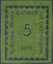 MER36 - 1918 - I emissione, 5 heller verde oliva, stampa in nero du carta colorata lucida, nuovo con gomma integra (2).