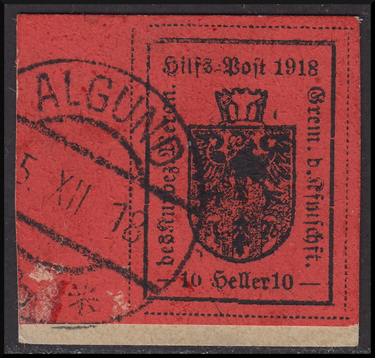MER9 - 1918 - Stampa tipografica su carta opaca e ruvida, III tipo, 10 heller rosso mattone usato (9)